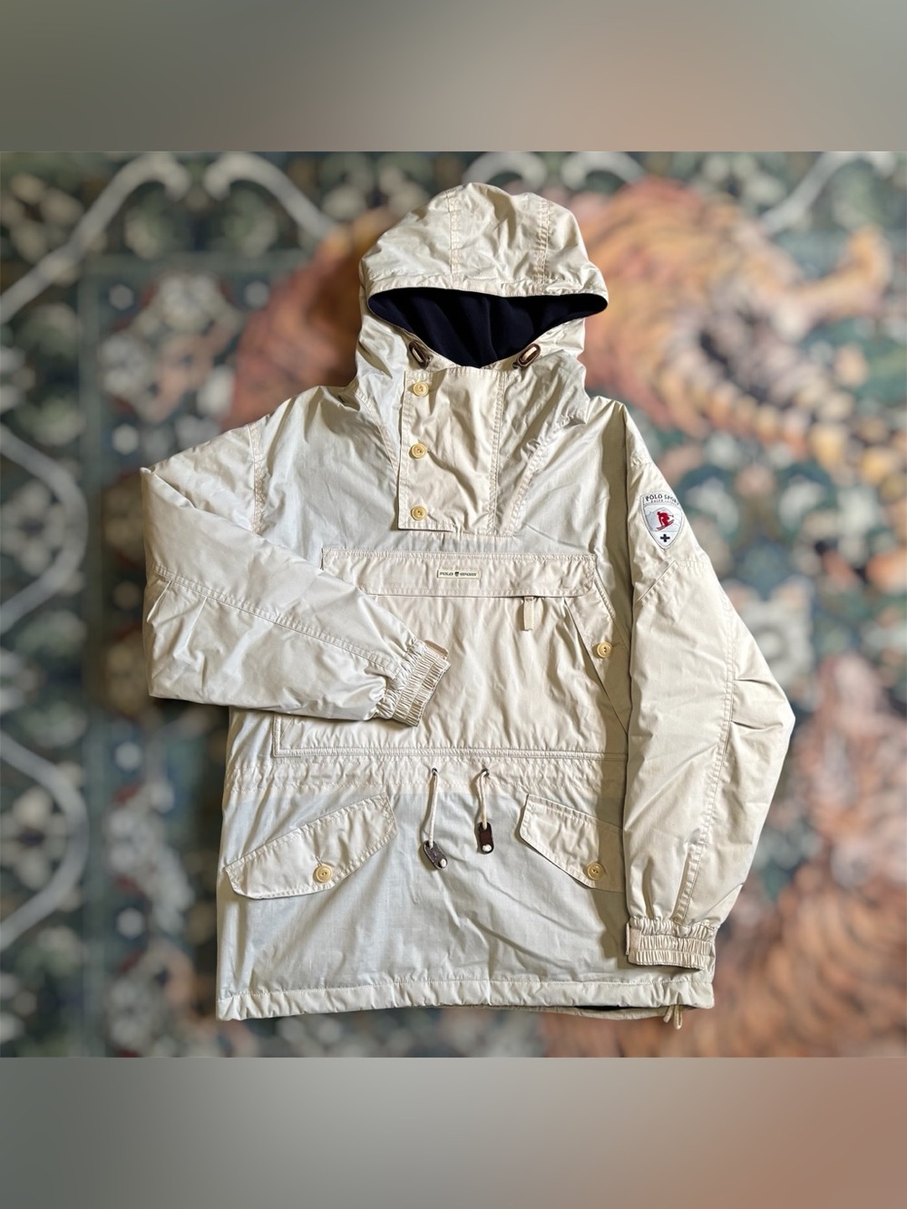 Vintage 90s Polo Sport Ski Anorak Jacket Pullover Pockets Lined Made In Italy